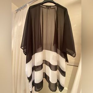 Swim or evening cover up. Black and White Sheer Sexy Nordstrom. One size. NWOT